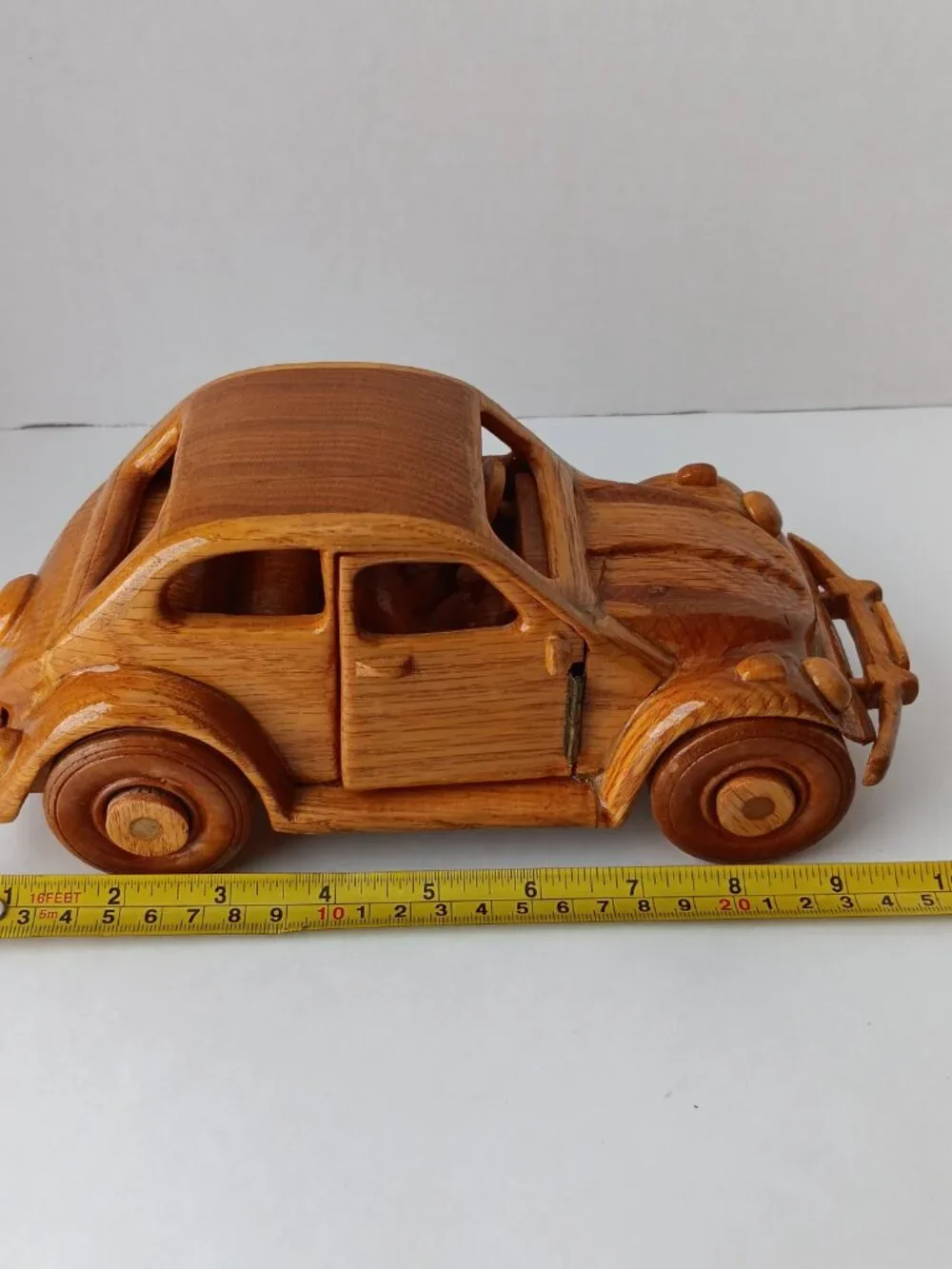 Handmade Oak Model Volkswagen  - 10 in (L)  x 4.5 in (W) - Working Doors/Wheels